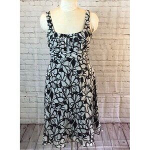 Evan Picone Black and White Floral Dress